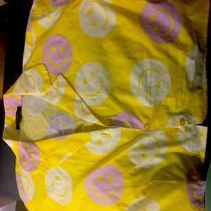 Bright Yellow Crop Top With Pink Smiley Hearts🌟💕